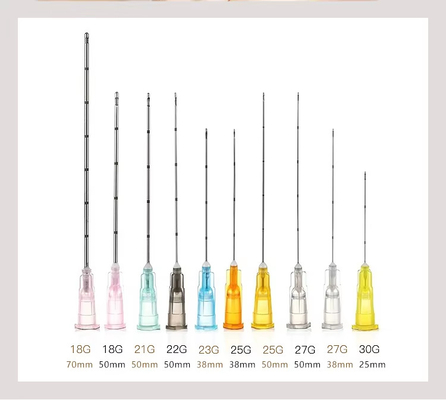 18G 21G 22G 23G 25g 27G 30G 50mm 70mm Kör Topu Mikro Kanül Enjekte edilebilir Hyaluronik Asit İğnesi